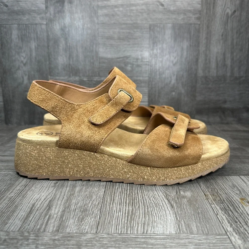 White‎ Mountain Gelato Sandals Womens 8.5 Brown Suede Platform Wedge NEW